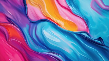 Wall Mural - Vibrant abstract fluid art with colorful swirls