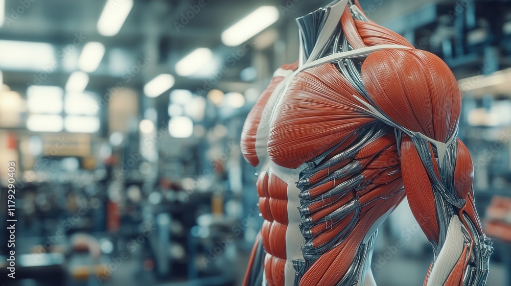 Stock-Illustration „Anatomical model showcasing human muscular system ...