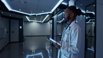 Fototapete - Medical professionals analyze patient data in a high-tech health facility