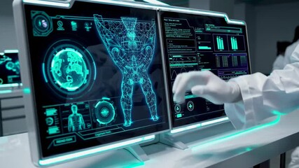 Leinwandbilder - Exploring advanced technology in a futuristic laboratory focused on digital health innovations