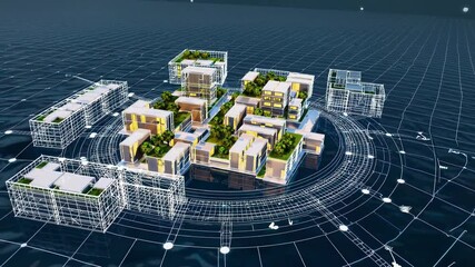 Leinwandbilder - Digital urban planning in futuristic city visualization with realistic architecture and green spaces