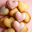 © Chaithat - Valentine's Heart-Shaped Cookies Sweet Treats Kitchen Cozy Home Close-Up Baking Love