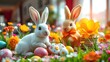 © PomPam - Easter Bunny Sweets & Blooms - Joyful Spring Scene, AI Photography