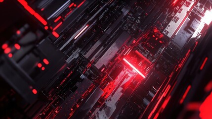 Abstract red and black digital technology background.