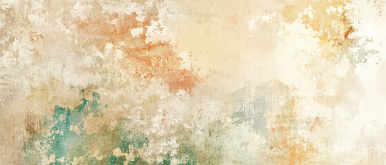 Wall Mural - A painting of a cloudy sky with a splash of green and orange