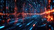 © Hammam - Abstract Digital Tunnel: A Journey Through Data Streams and Neon Colors. Futuristic Technology and Cyberpunk Art.  A mesmerizing visual of digital flow and energy.