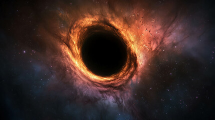 Wall Mural - mysterious black hole floating amidst cosmic ruins of shattered stars