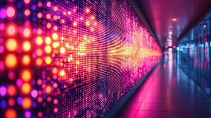 Wall Mural - abstract futuristic led light tunnel: vibrant colors and glowing patterns, digital art background