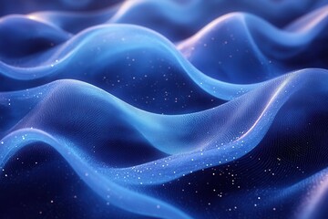Wall Mural - abstract geometric blue wave pattern background with dynamic fluid shapes and modern gradient motion design elements for technology presentation