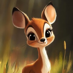 Wall Mural - Adorable Young Fawn Gazes Sweetly In Forest Setting