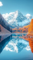 Wall Mural - stunning autumn landscape with mountains and lake reflection