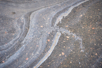 Wall Mural - Gasoline or oil is spilling and polluting the asphalt road surface