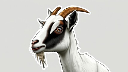 Wall Mural - Goat illustration featuring distinct markings and expressive features, ideal for artistic interpretation and design