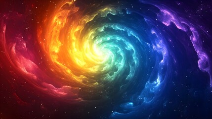Wall Mural - A digital vortex of rainbow energy spiraling toward a glowing core. 