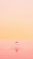 Poster - Single droplet splashes into a tranquil water surface, creating gentle ripples. The soft gradient background enhances the serene and peaceful mood of the scene