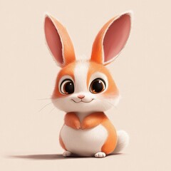 Wall Mural - Adorable Orange And White Bunny Sitting Calmly