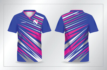 Wall Mural - abstract blue and pink sport jersey for football and soccer shirt template	
