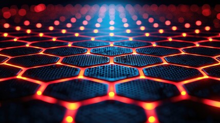 Wall Mural - abstract hexagon network: futuristic digital background. glowing red and blue geometric pattern. mod