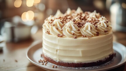 Delicious Creamy Cake with Nut Topping, Festive Holiday Dessert