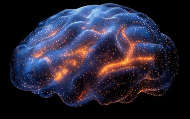 Aufkleber - A conceptual AI brain formed from flowing data streams and glowing circuits, symbolizing the power and development of artificial intelligence in a futuristic design