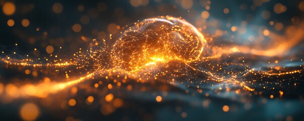 Aufkleber - A futuristic AI brain concept, with interconnected neural networks and radiant light pathways, representing the exponential growth and development of artificial intelligence