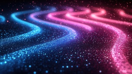 Wall Mural - Abstract Pink and Blue Glitter Background: Shimmering Cosmic Galaxy, Vibrant Energy, Flowing Motion, Dynamic Design, Modern Art