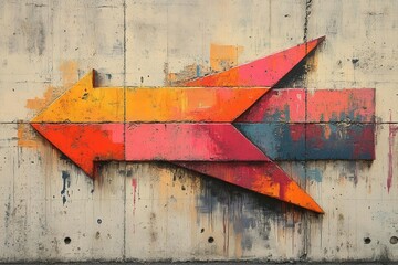 Wall Mural - dynamic urban street art arrow design with vibrant spray paint effects modern graffiti style in bold
