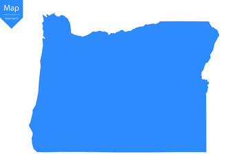 Wall Mural - Blue map of Oregon isolated on white background. Vector illustration eps10.	
