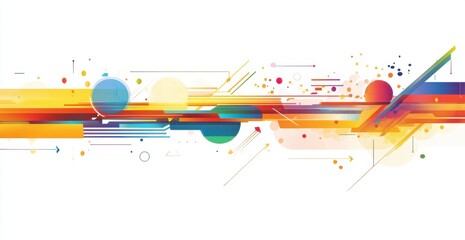 Wall Mural - a colorful line with many shapes and circles. the line is very long and has many different colors