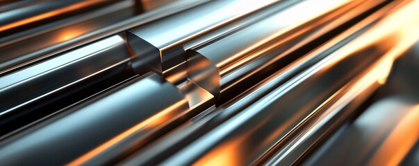 Fototapete - Stacked metal beams creating modern industrial background