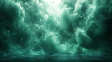 Wall Mural - Green Plasma Effect on a Solid Background. Generative AI
