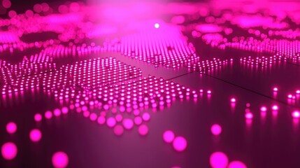 Wall Mural - Abstract Pink LED Lights: Futuristic Technology Background. Digital Art, Modern Design, Bright Neon Glow, Global Network, Innovation, and Future Concept