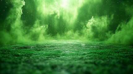 Wall Mural - Green Misty Background with Galaxy Effect. Generative AI