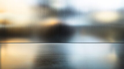 Fototapete - Brushed metal background reflecting on metallic surface with warm light