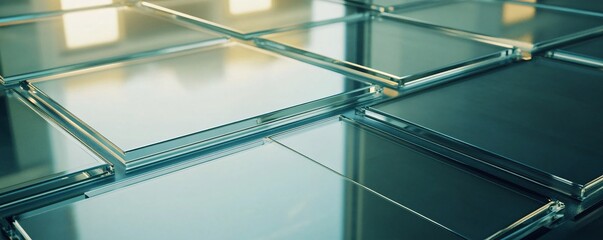 Fototapete - Glass squares forming abstract reflective surface