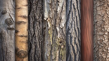 Aufkleber - Close up of various tree barks creating natural textured background