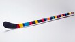 © Sirichat. Camphol - A hockey stick with colorful tape wrapping, displayed on a bright white background,