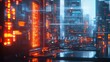 © AiAbstract - Futuristic Data Center Environment with Neon Lights and Complex Computer Systems for Technology Background
