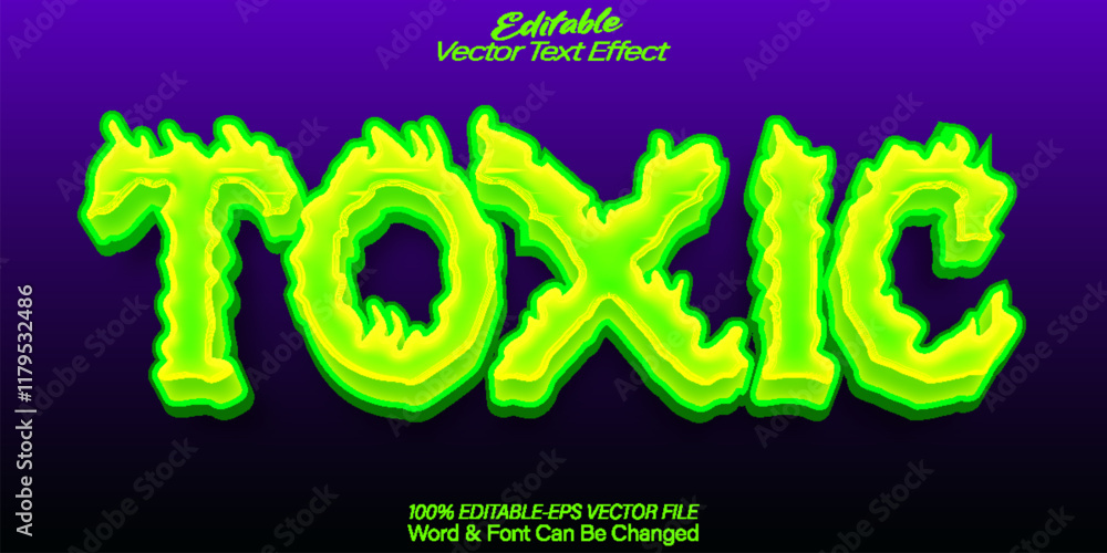 Toxic Vector Text Effect Editable Alphabet Danger Chemical Safety Green ...