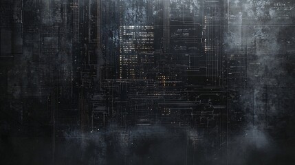 Leinwandbilder - Futuristic glowing lines and data flowing on dark background