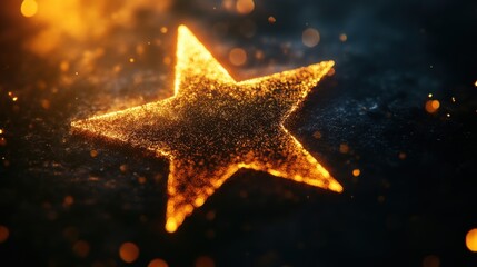 Wall Mural - Glowing Golden Star Dust Particles Abstract Bokeh Background