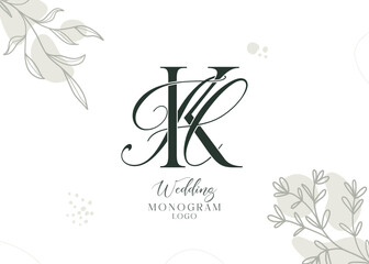 Wall Mural - HK and KH wedding initial monogram logo