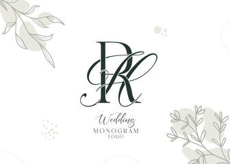 Wall Mural - HR and RH wedding initial monogram logo