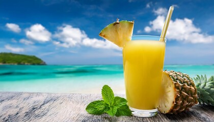 Wall Mural - Tropical Pineapple Juice Beach Drink Summer Refreshment