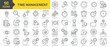 © nuricon - Time Management icon collection set. Containing time, management, save time, schedule, refresh, fast time, deadline, innovation, stopwatch, planning, alarm clock, alert icon. Simple line vector
