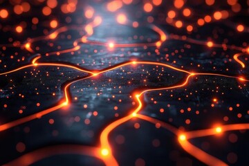 futuristic technology integration system with glowing neon network connections representing seamless data flow and api communication protocol