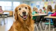 © Valeriia - Golden Retriever in a Classroom - A Happy School Pet