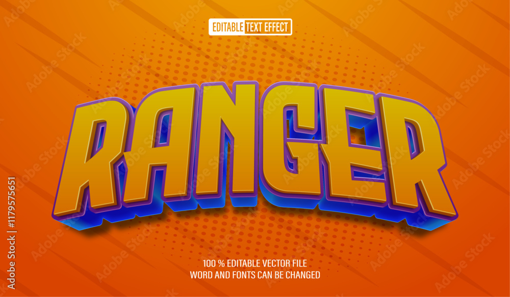 Editable 3D text style effect - Ranger Bold Comic text effect Template ...