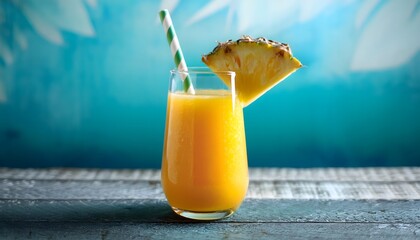 Wall Mural - Refreshing Pineapple Juice Drink Summer Beverage Tropical Smoothie