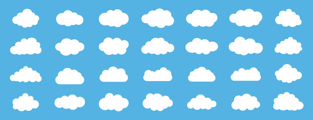 Wall Mural - cloud icon. set of clouds. clouds set isolated on a blue background. vector illustration.